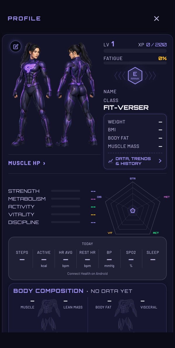 The profile screen in a trainer's Phantom theme